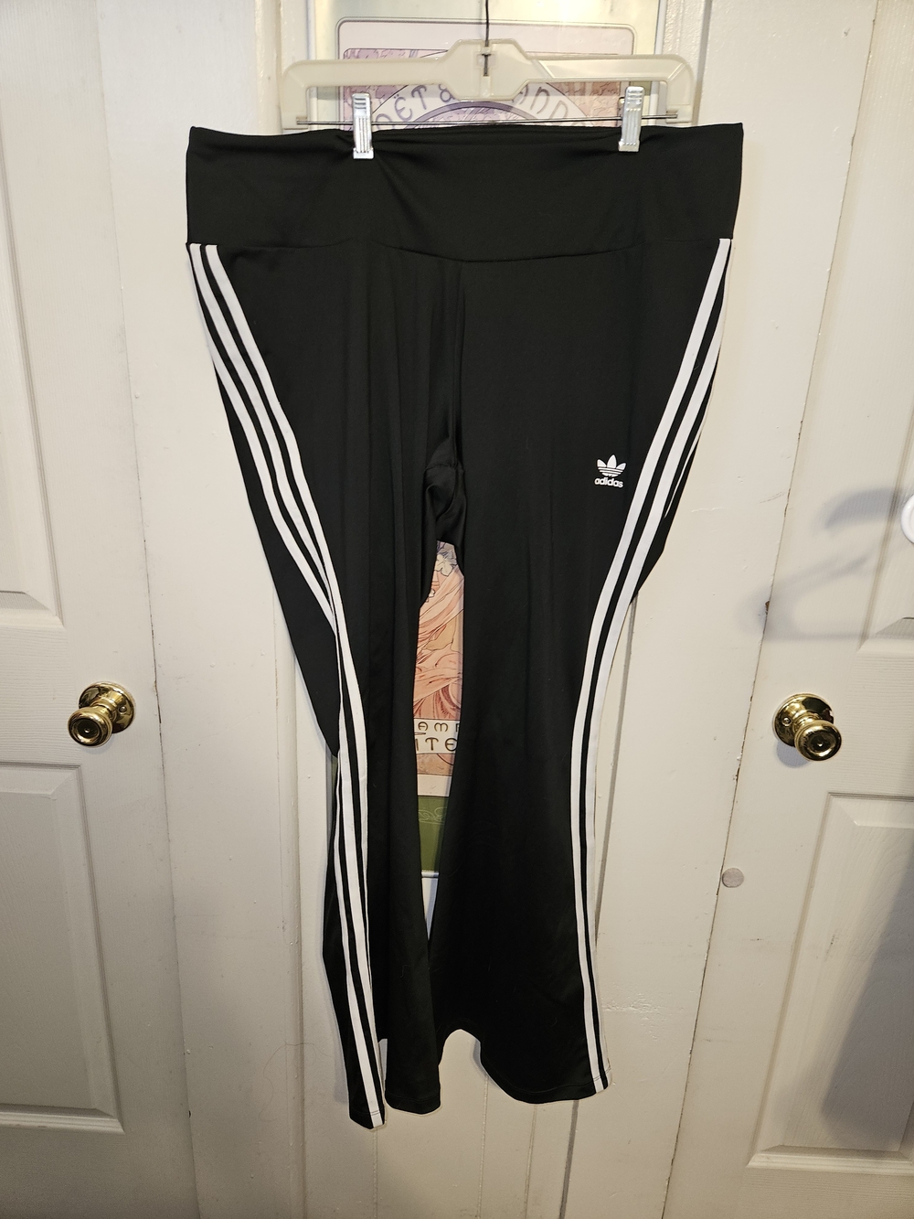 adidas Black Leggings with White Three-Stripes